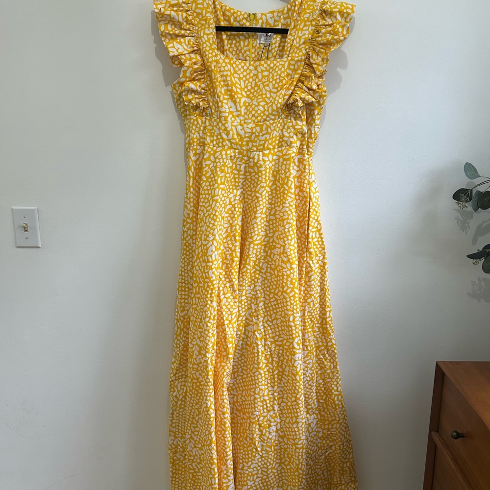 Yellow Ruffle Sleeve Maxi Dress
